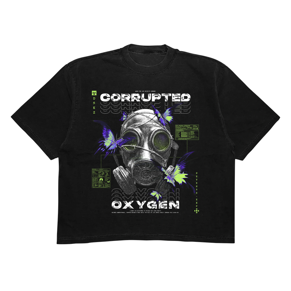 DropSkizzle S13 Corrupted Oxygen Boxy Shirt - Y2K Gothic Tee