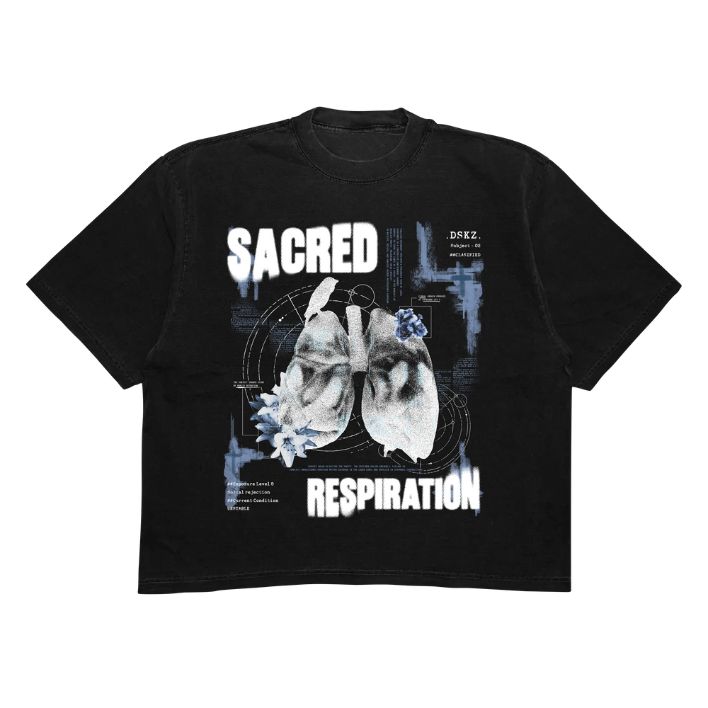 DropSkizzle S13 Sacred Respiration Boxy Shirt - Y2K Gothic Tee