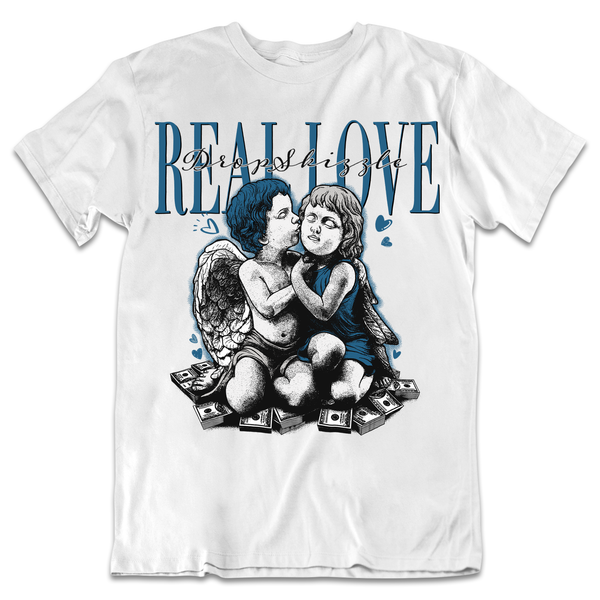 Military Blue 4s DropSkizzle Unisex T-Shirt Real Love 2 Graphic Tee