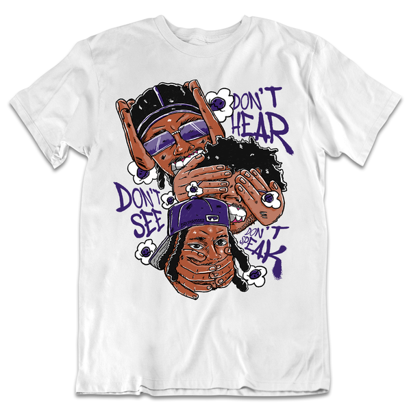 Dunk Championship Court Purple DropSkizzle Unisex T-Shirt Don’t See Don’t Hear Don’t Speak Graphic Tee