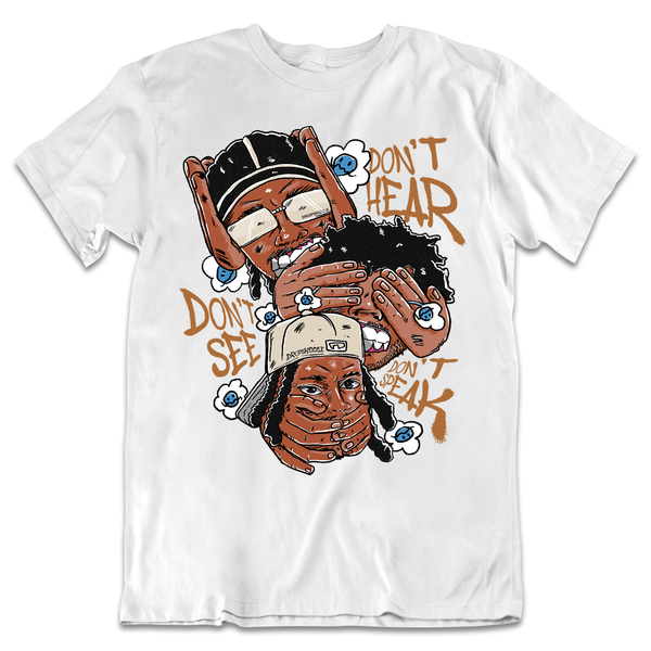 Dunk Light British Tan DropSkizzle Unisex T-Shirt Don’t See Don’t Hear Don’t Speak Graphic Tee