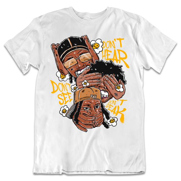 Dunk University Gold DropSkizzle Unisex T-Shirt Don’t See Don’t Hear Don’t Speak Graphic Tee