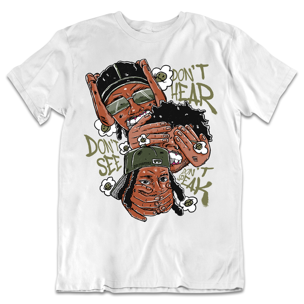 Craft Olive 4s DropSkizzle Unisex T-Shirt Don’t See Don’t Hear Don’t Speak Graphic Tee