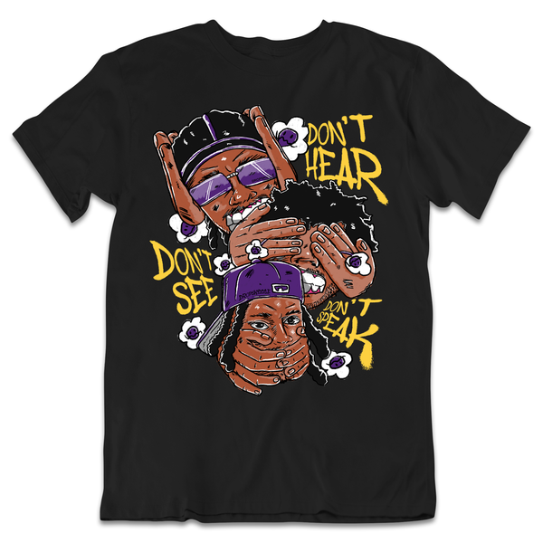 Field Purple 12s DropSkizzle Unisex T-Shirt Don’t See Don’t Hear Don’t Speak Graphic Tee