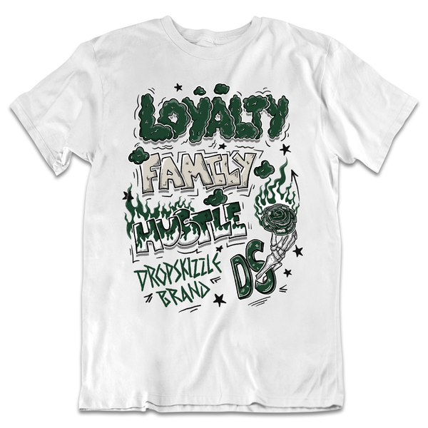 Oxidized Green 4s DropSkizzle Unisex T-Shirt Loyalty Family Hustle Graphic Tee