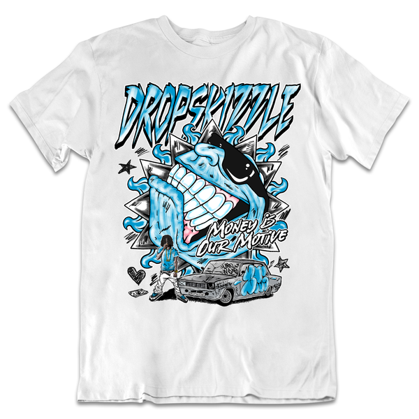 Powder Blue 9s DropSkizzle Unisex T-Shirt Money Is Our Motive Graphic Tee