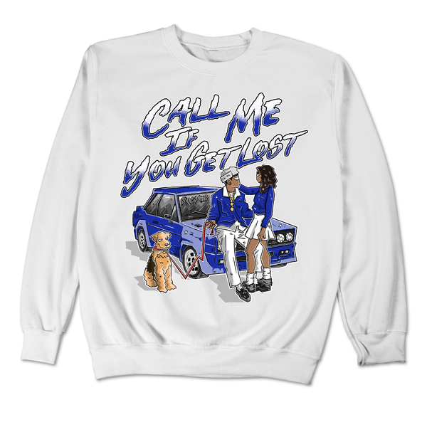 Dunk Racer Blue White DropSkizzle Unisex Sweatshirt Call Me If You Get Lost Graphic