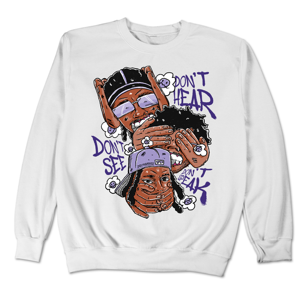 Dunk Blueberry DropSkizzle Unisex Sweatshirt Don’t See Don’t Hear Don’t Speak Graphic