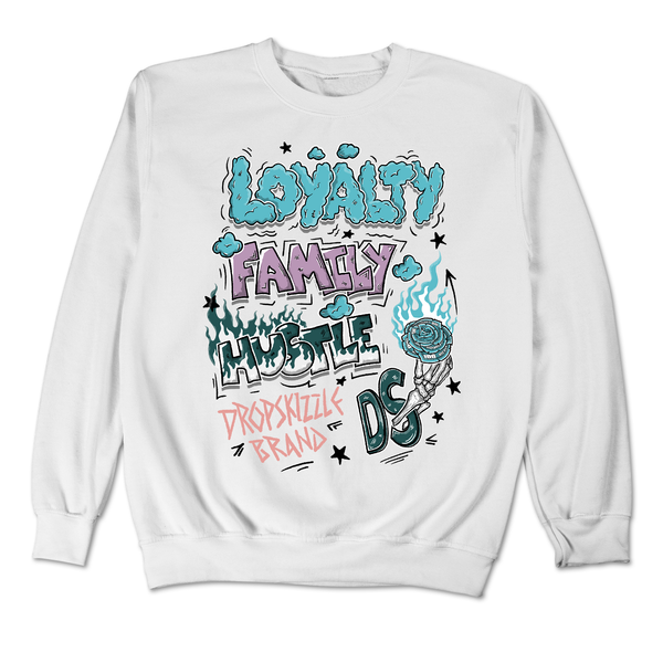 Dunk Bleached Aqua DropSkizzle Unisex Sweatshirt Loyalty Family Hustle Graphic