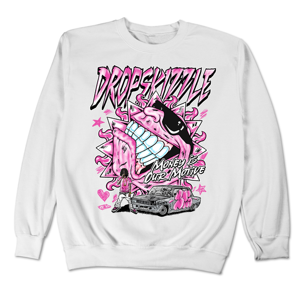 Dunk Active Fuchsia DropSkizzle Unisex Sweatshirt Money Is Our Motive Graphic