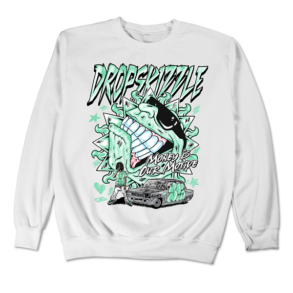 Dunk Green Glow DropSkizzle Unisex Sweatshirt Money Is Our Motive Graphic