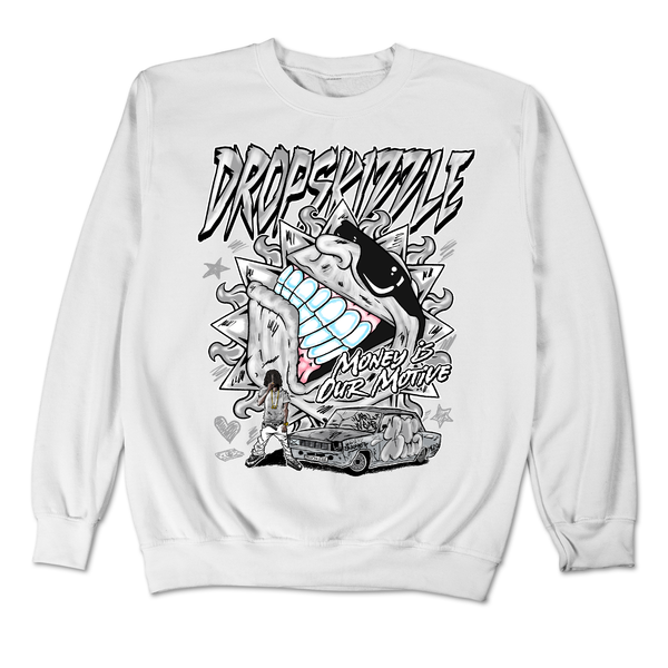 Dunk Grey Fog DropSkizzle Unisex Sweatshirt Money Is Our Motive Graphic