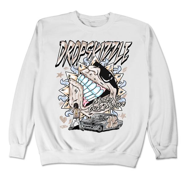 Dunk Sanddrift Light Armory Blue DropSkizzle Unisex Sweatshirt Money Is Our Motive Graphic