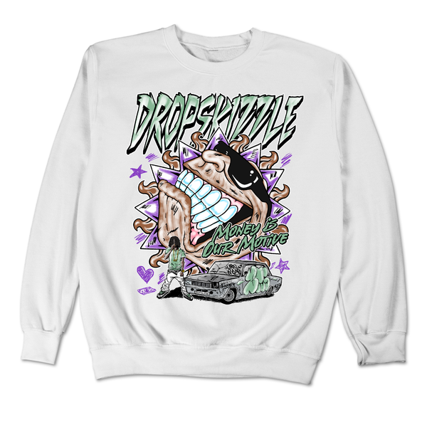 Dunk Veneer DropSkizzle Unisex Sweatshirt Money Is Our Motive Graphic