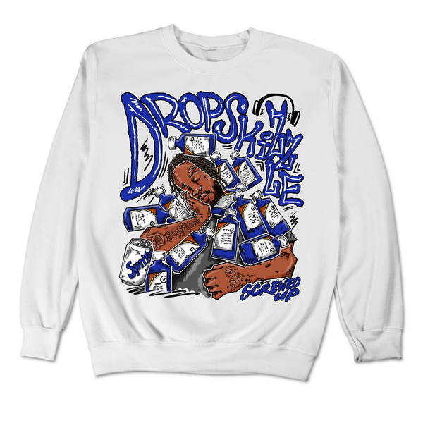 Dunk Racer Blue White DropSkizzle Unisex Sweatshirt Screwed-Up Graphic