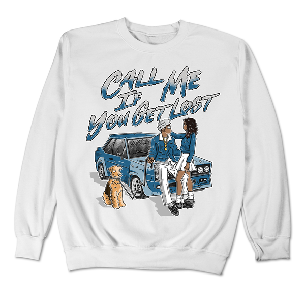 Military Blue 4s DropSkizzle Unisex Sweatshirt Call Me If You Get Lost Graphic