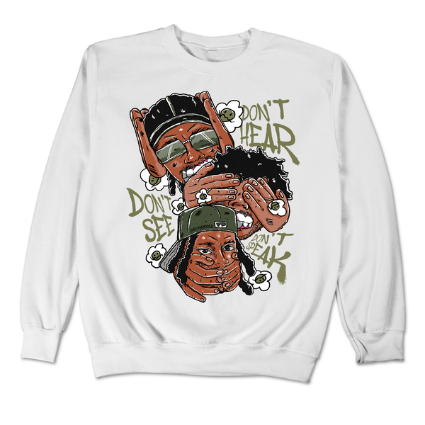 Craft Olive 4s DropSkizzle Unisex Sweatshirt Don’t See Don’t Hear Don’t Speak Graphic