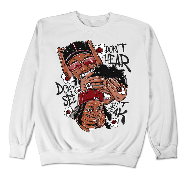 Red Taxi 12s DropSkizzle Unisex Sweatshirt Don’t See Don’t Hear Don’t Speak Graphic