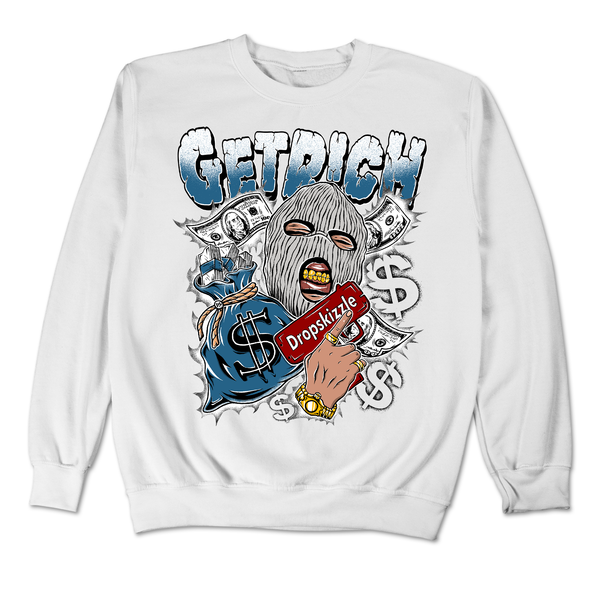 Military Blue 4s DropSkizzle Unisex Sweatshirt Get Rich Graphic