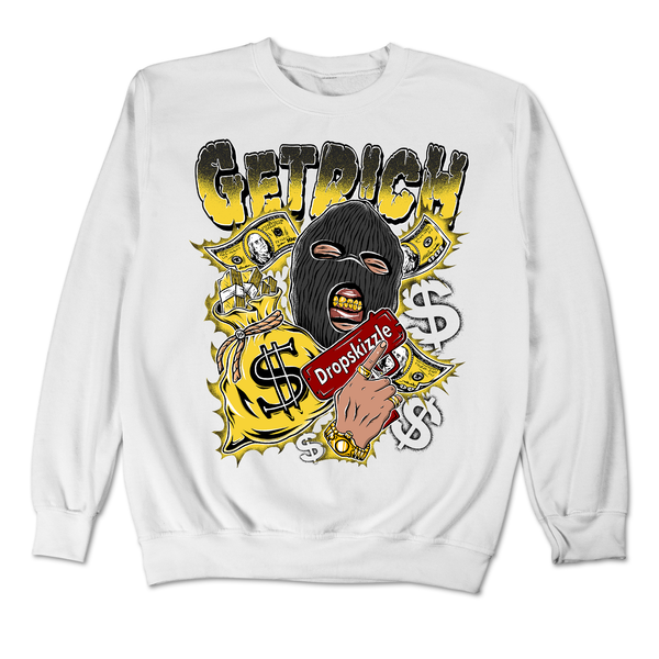 Yellow Thunder 4s DropSkizzle Unisex Sweatshirt Get Rich Graphic