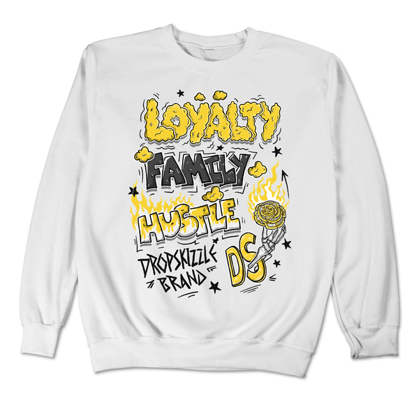 Yellow Thunder 4s DropSkizzle Unisex Sweatshirt Loyalty Family Hustle Graphic