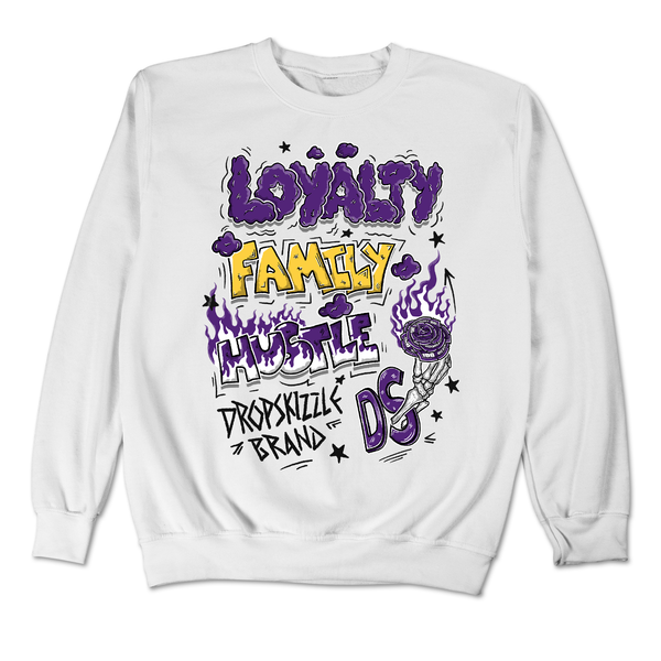 Field Purple 12s DropSkizzle Unisex Sweatshirt Loyalty Family Hustle Graphic