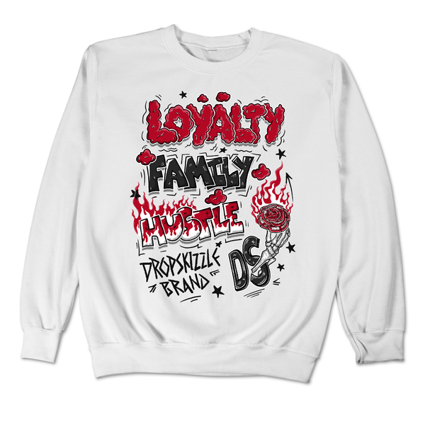 Red Thunder 4s DropSkizzle Unisex Sweatshirt Loyalty Family Hustle Graphic