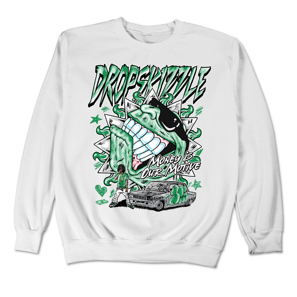 Lucky Green 3s DropSkizzle Unisex Sweatshirt Money Is Our Motive Graphic