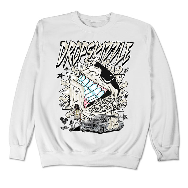 SE Sail 5s DropSkizzle Unisex Sweatshirt Money Is Our Motive Graphic