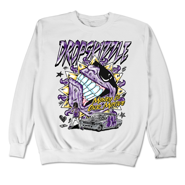 Field Purple 12s DropSkizzle Unisex Sweatshirt Money Is Our Motive Graphic