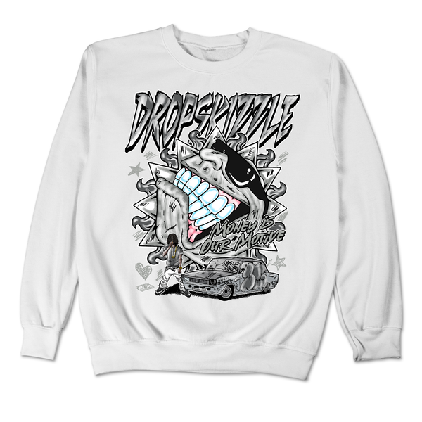 Wet Cement 4s DropSkizzle Unisex Sweatshirt Money Is Our Motive Graphic