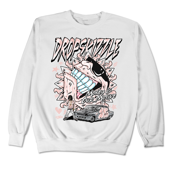 Legend Pink 11s DropSkizzle Unisex Sweatshirt Money Is Our Motive Graphic