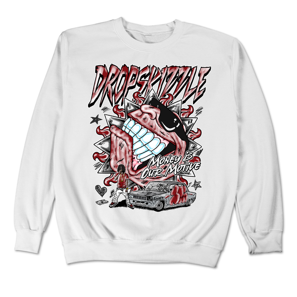 Red Taxi 12s DropSkizzle Unisex Sweatshirt Money Is Our Motive Graphic