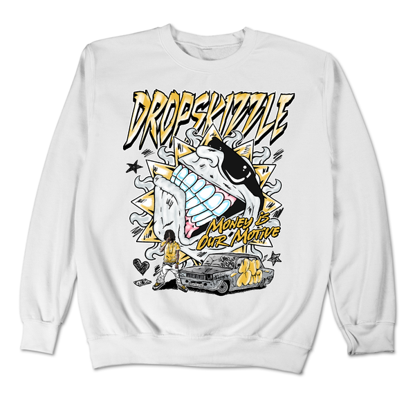 Spiz'ike Low Lightning DropSkizzle Unisex Sweatshirt Money Is Our Motive Graphic