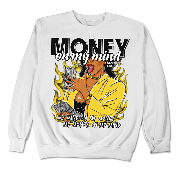 Yellow Thunder 4s DropSkizzle Unisex Sweatshirt Money On My Mind Graphic