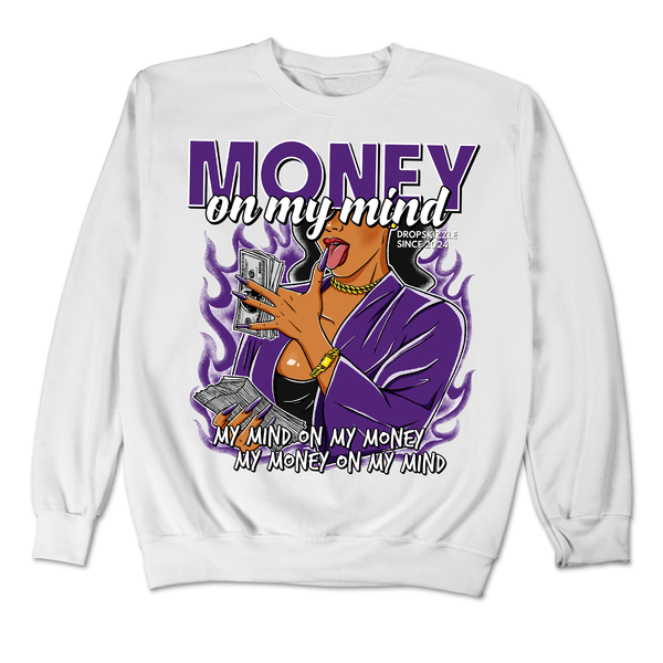 Field Purple 12s DropSkizzle Unisex Sweatshirt Money On My Mind Graphic