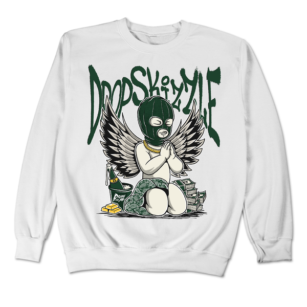 Oxidized Green 4s DropSkizzle Unisex Sweatshirt Pray For Me Graphic