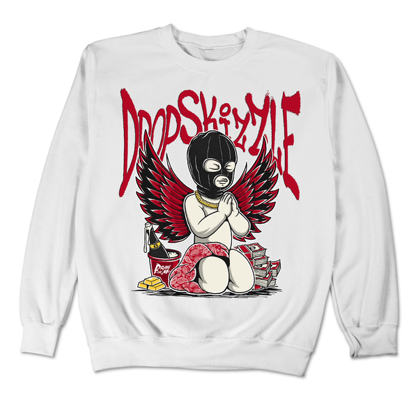 Red Thunder 4s DropSkizzle Unisex Sweatshirt Pray For Me Graphic