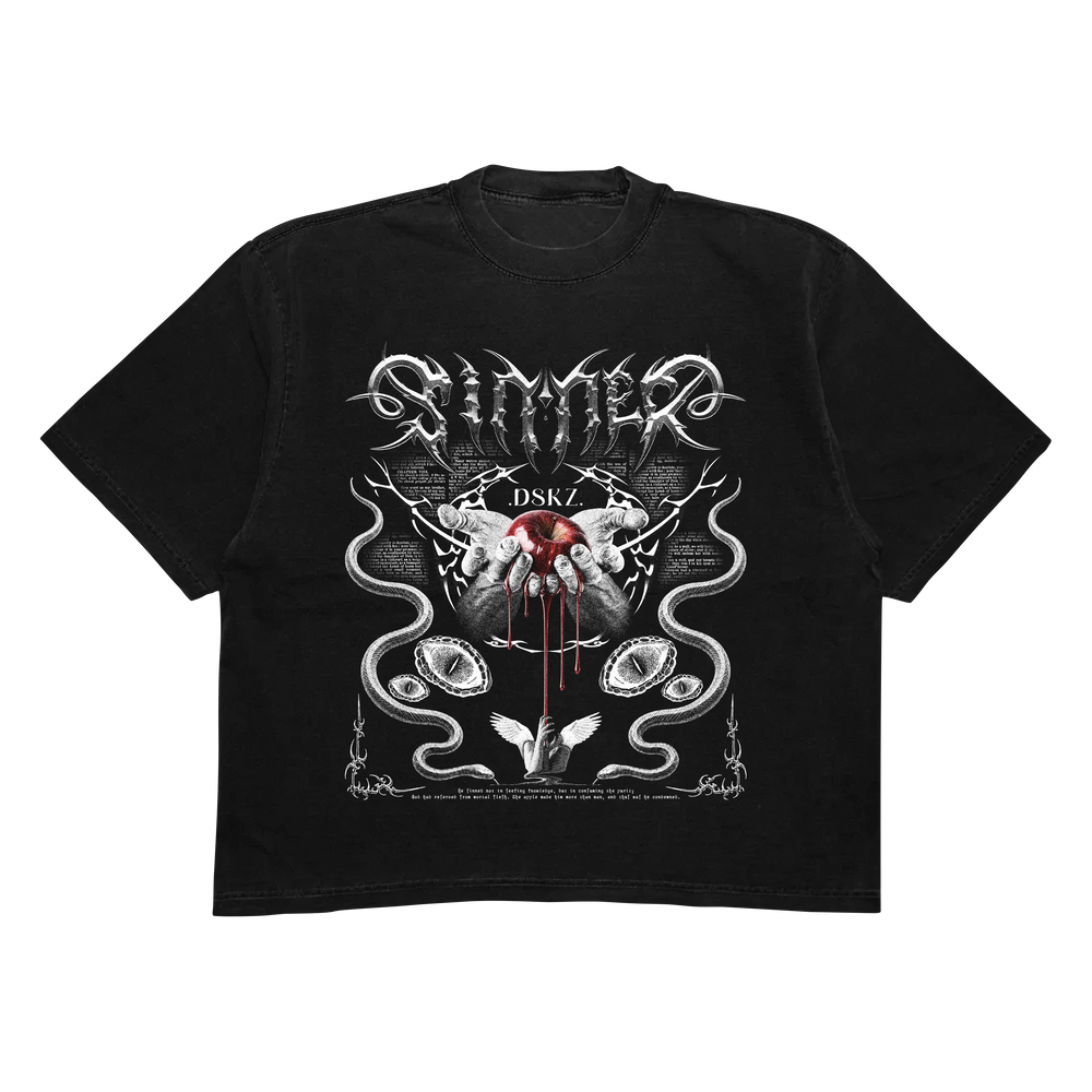 DropSkizzle S13 Sinner Boxy Shirt - Y2K Gothic Tee