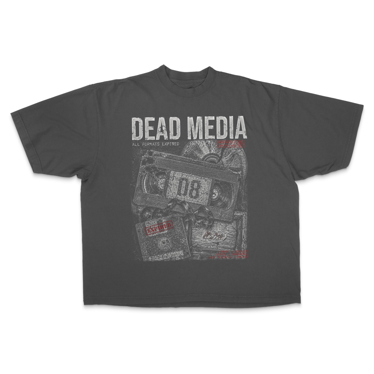 DropSkizzle Dead Media Boxy Shirt - Y2K Vintage Tee