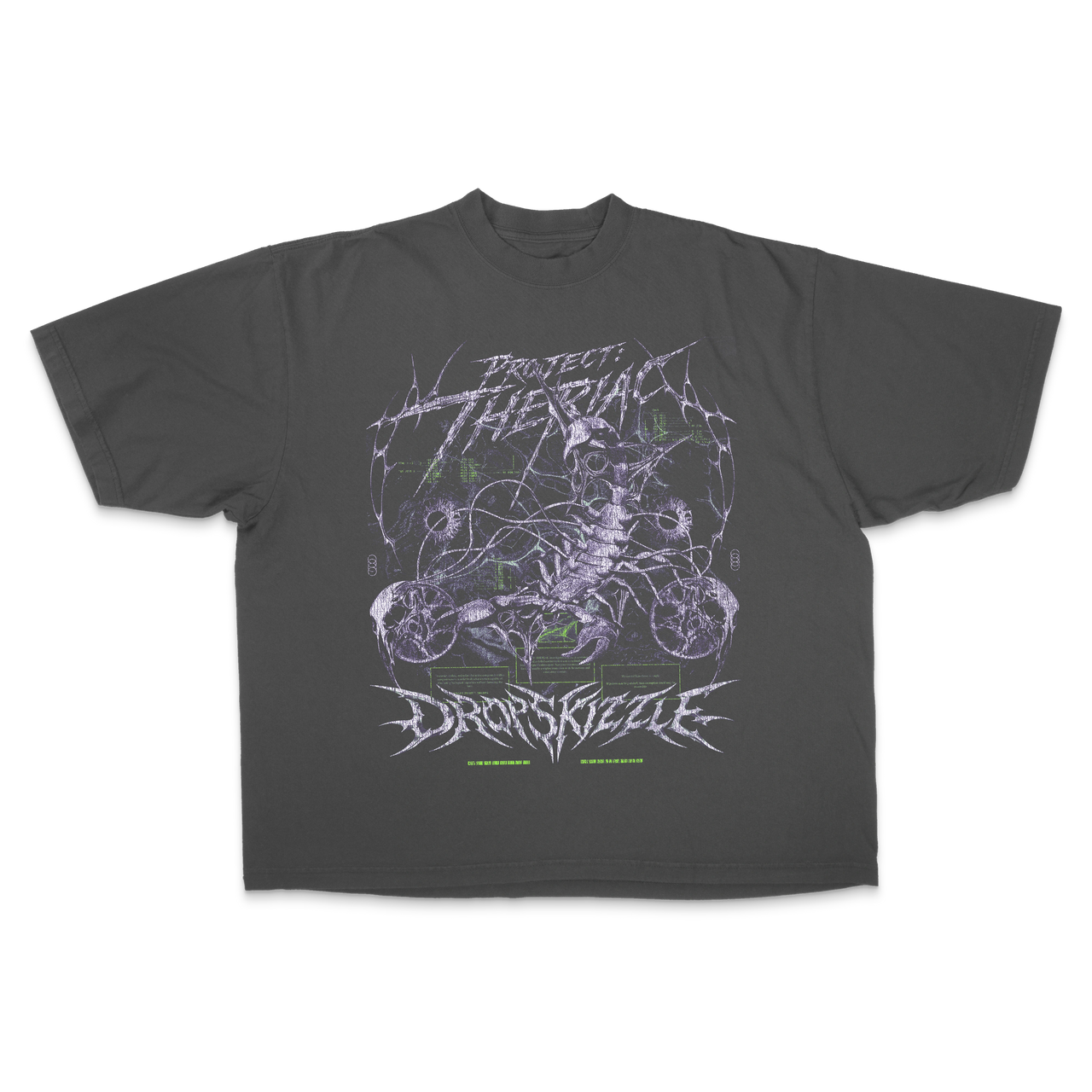 DropSkizzle S13 THERIAC Boxy Shirt - Y2K Gothic Tee